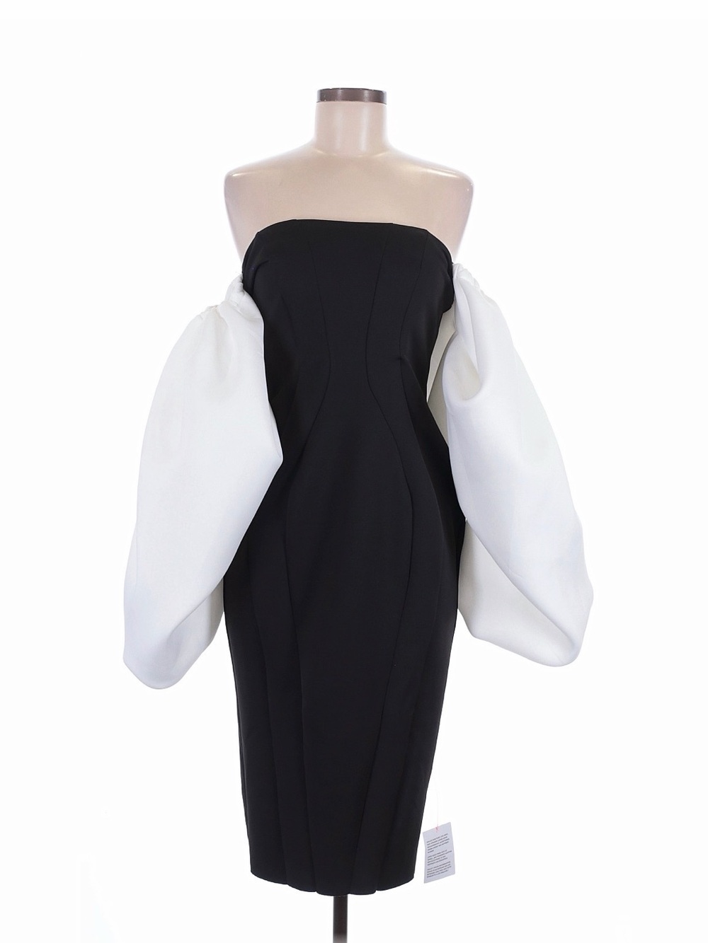 ASOS Design Black Strapless Sheath Dress with White Statement Sleeves